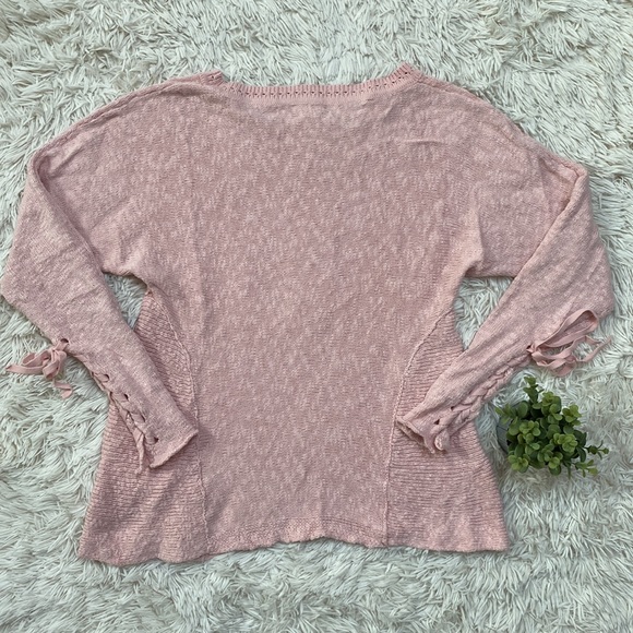 🎉HP🎉 Caslon Lace Up Sleeve Crewneck Sweater 💗 Light Pink - Picture 11 of 16